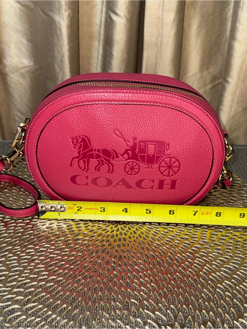 Coach Horse & Carriage Embossed Oval Crossbody – Pink (C4056) - Picture 8 of 11